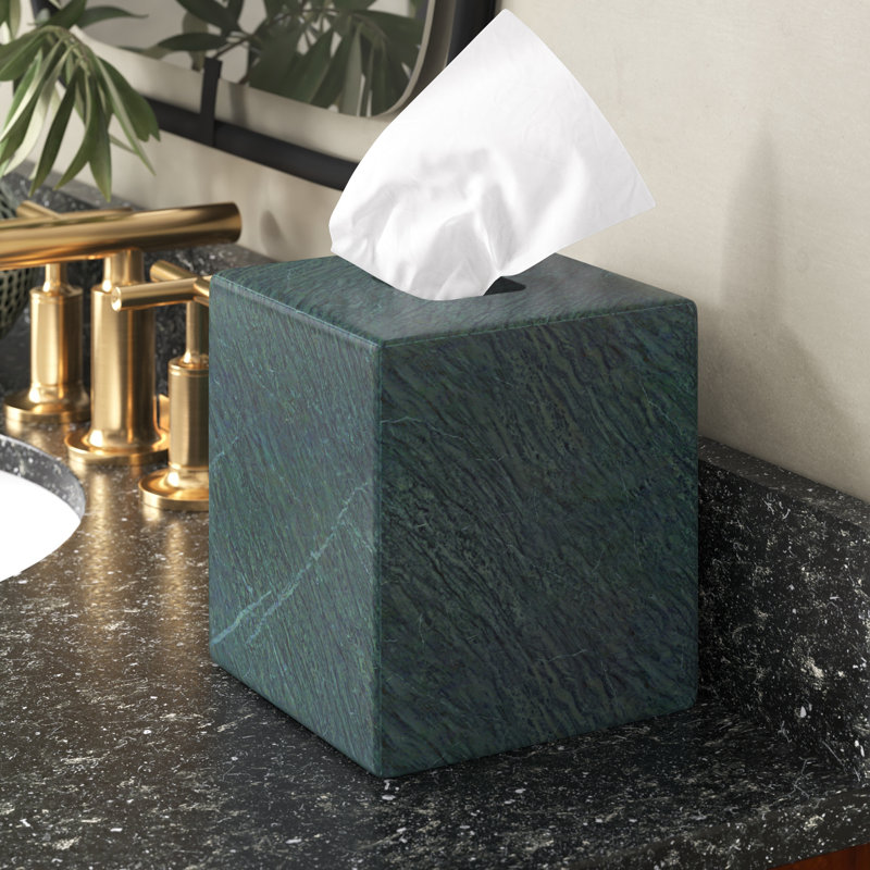 Marbled Tissue Box Cover, Green